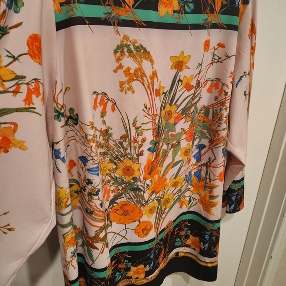 Linea By Louis Dell'Olio Art To Wear Floral Multicolor Woven Top Sz 24W (2X) - Picture 3 of 6